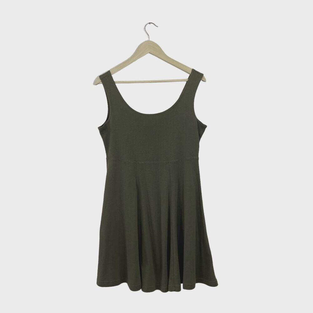 Vintage Express Tricot Large Mini Dress Green 1990's 90's Sleeveless Womens READ